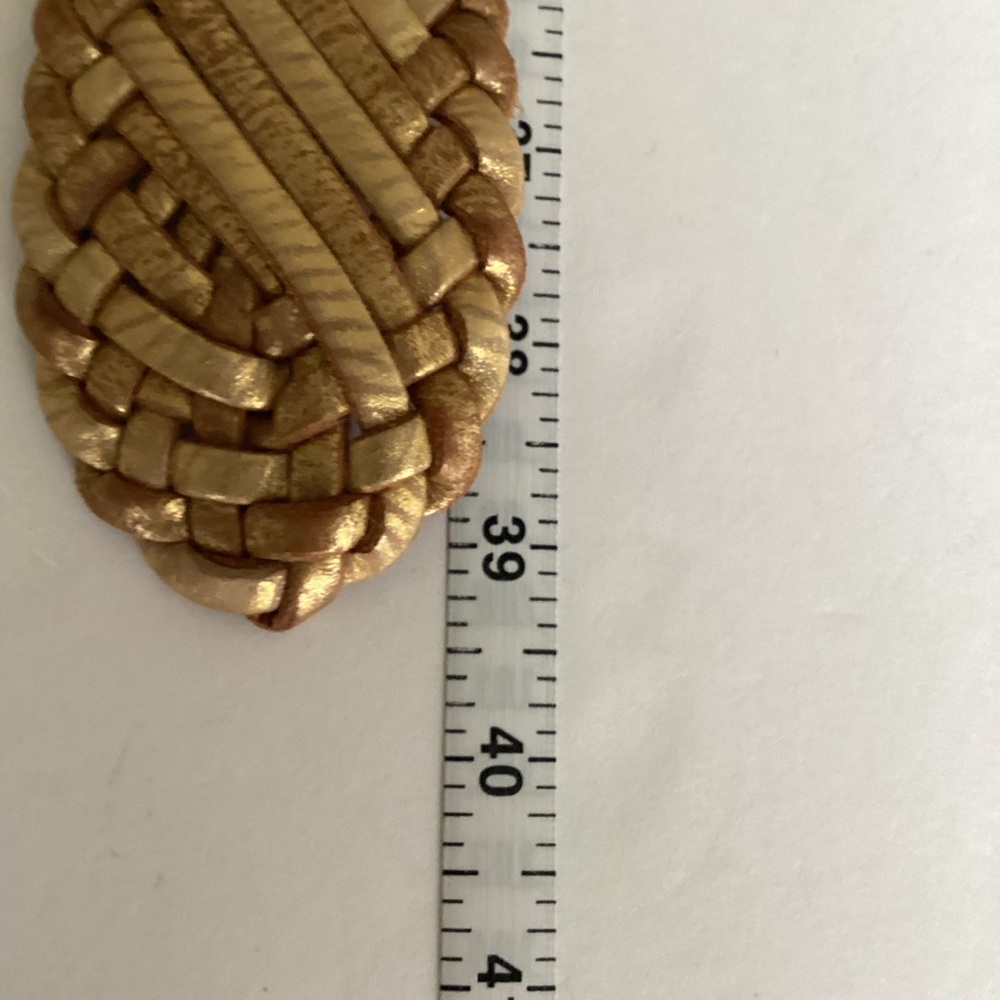 Linea Pelle Belt Small Gold Leather Braided Wide Statement - Picture 8 of 9